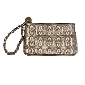 Anthropologie Deux Lux Rose Gold Metallic Heart Quilted Wristlet Chain Clutch